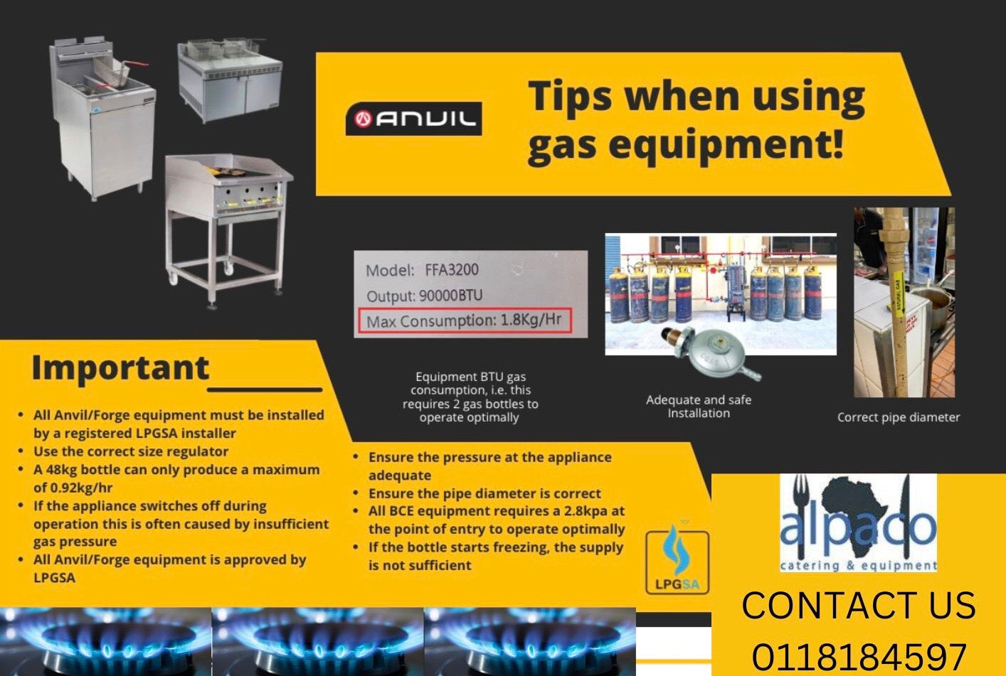 TIPS WHEN USING GAS EQUIPMENT Alpaco Catering & Equipment