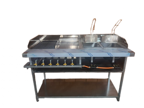3 Burner Griller 3 Burner Gas Flat Top Grill 2x8lt Fryer COMBO
