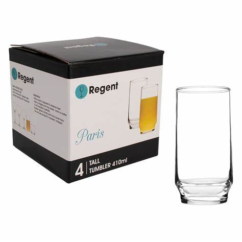 REGENT PARIS TALL TUMBLER 4 PACK, (410ML) REGENT