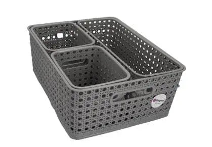 Regent Plastic Boho Basket Grey 4Pce Value Pack Regent