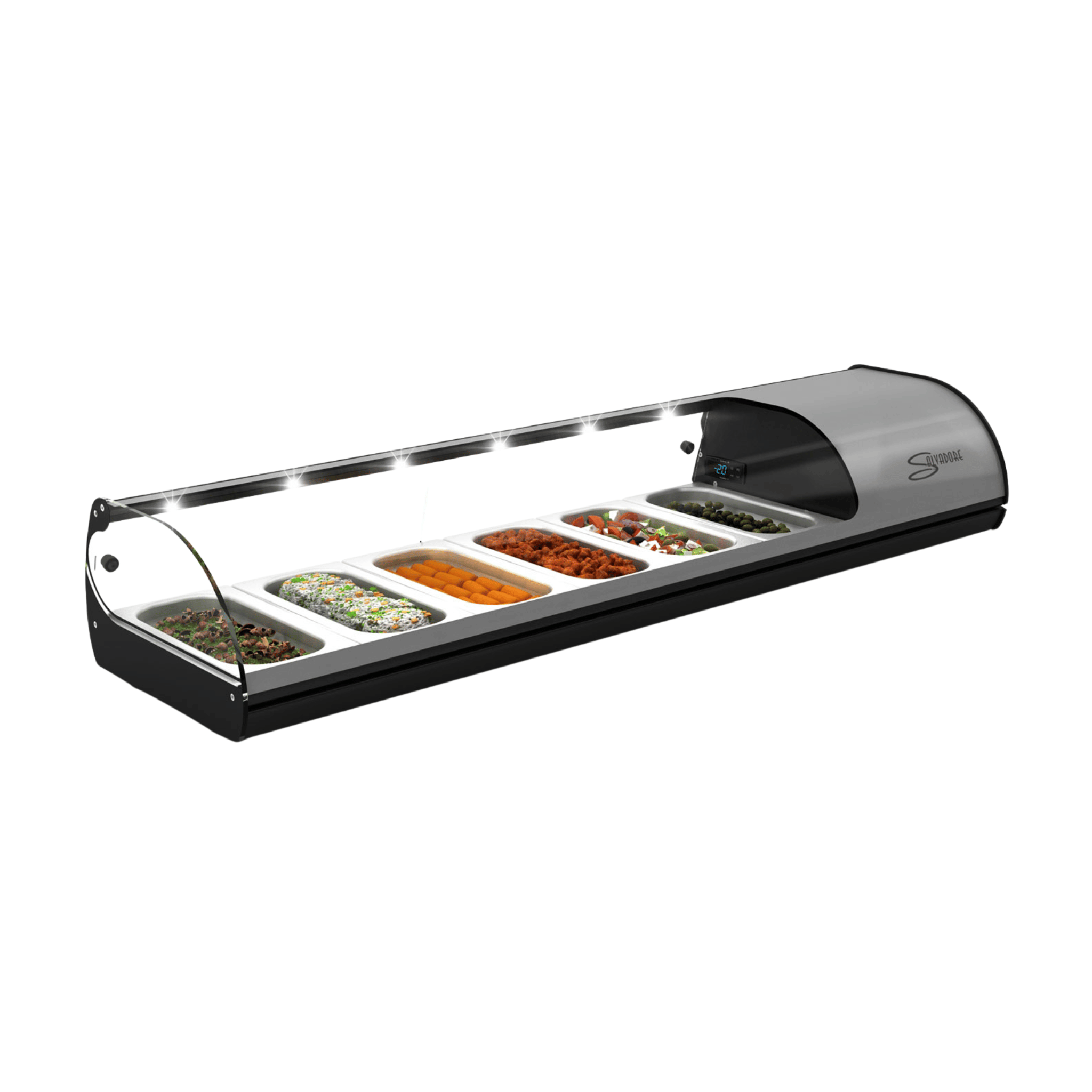 Salvadore 6 Insert Cold Food Bar  – Silver Salvadore