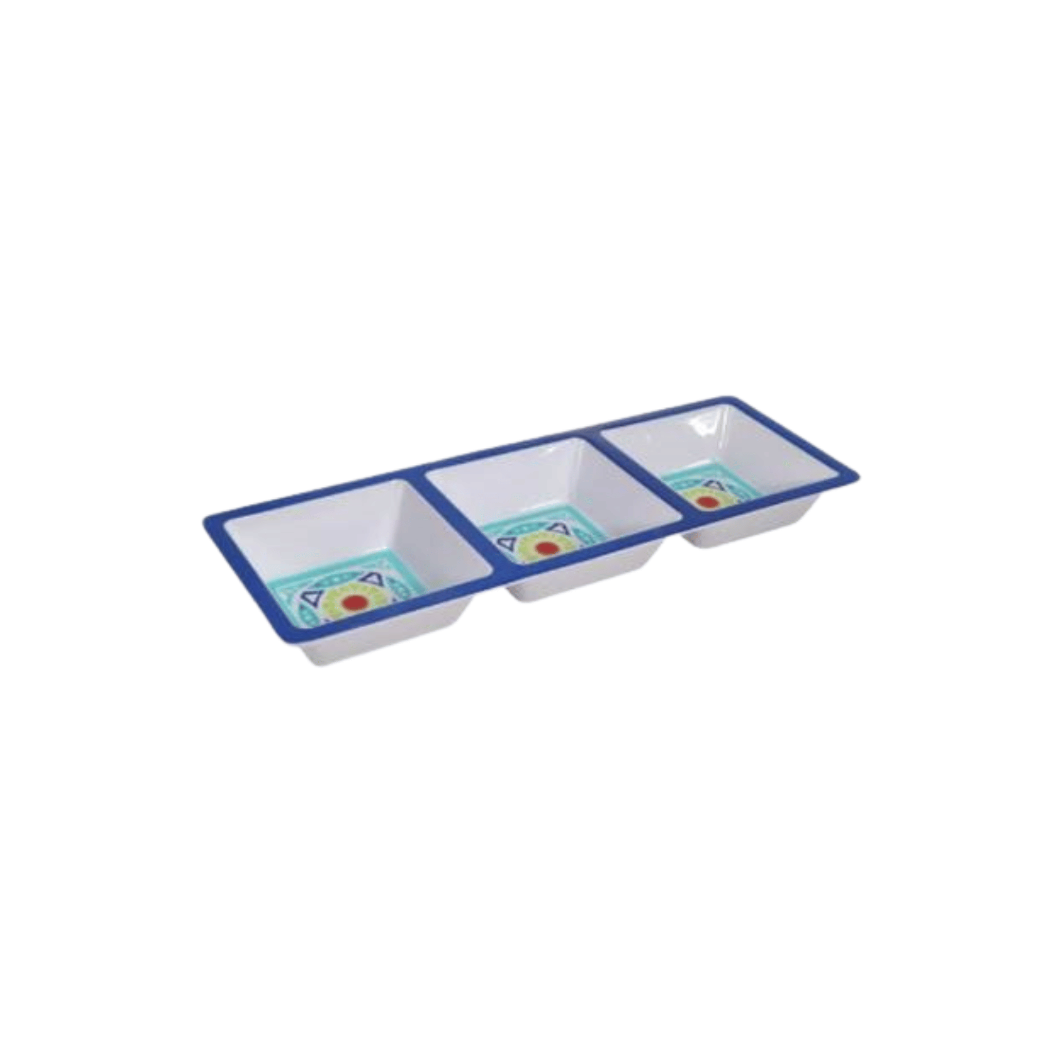 MELAMINE 3 SECTION TRAY BLUE MOROCCAN MANDALA, (342X120X23MM) Regent