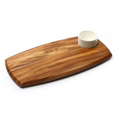 Wooden Serving Board With Dip Bowl (70Ml Bowl) 180 X 362 X 20Mm Infiniti