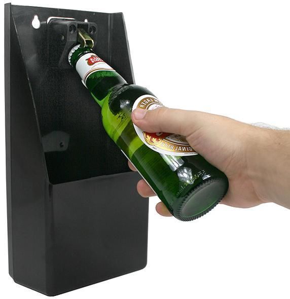 BAR BUTLER WALL MOUNT BOTTLE OPENER WITH CAP CATCHER BLACK, (300X140X85MM) Bar Butler