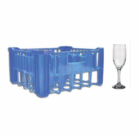 REGENT PLASTIC BLUE CRATE WITH CHAMPAGNE FLUTES, 30'S (175ML) Consol