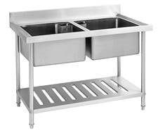 Double Stainless Steel Sink with Undershelf 1800mm Global Brand
