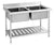 Double Stainless Steel Sink with Undershelf 1800mm Global Brand