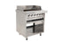 Anvil floor-standing radiant gas griller with 6 burners, cast iron top, and stainless steel body for professional high-volume grilling