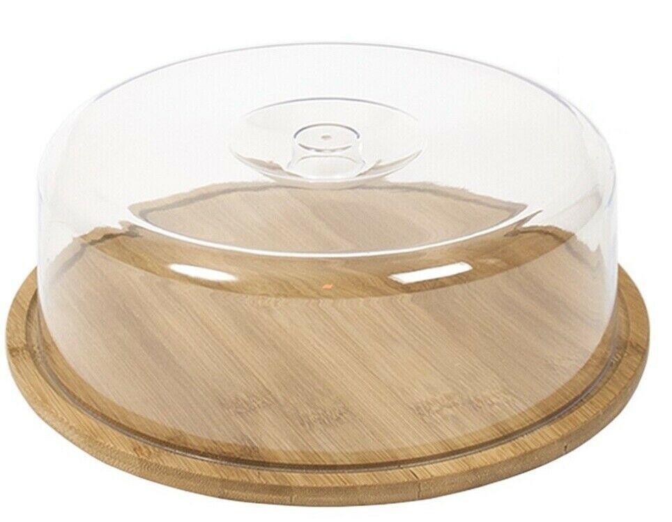 REGENT BAMBOO ROUND CUTTING/SERVING BOARD REVERSIBLE WITH DOME COVER, (280MM:DX95MM) Regent