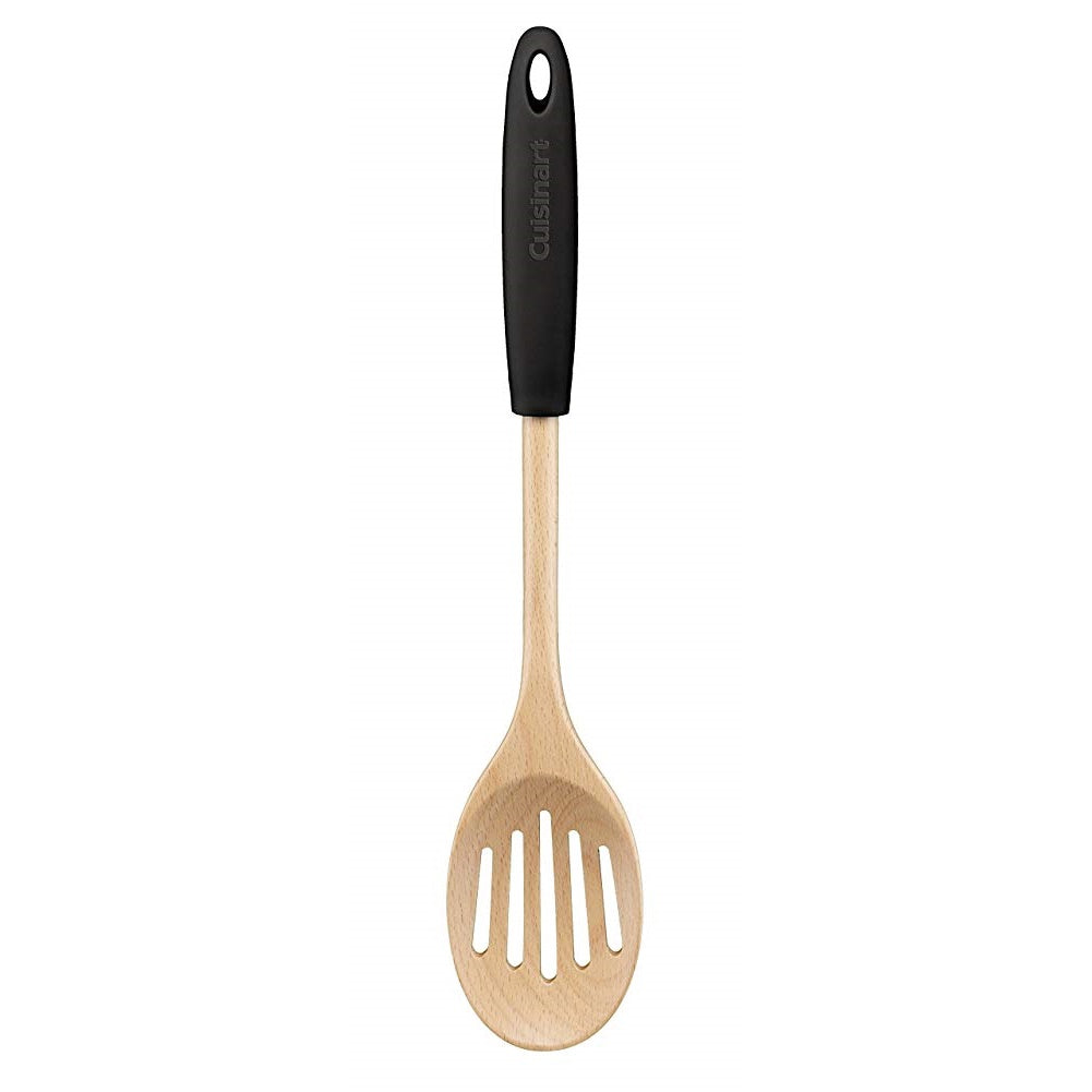 REGENT KITCHEN SLOTTED SPOON BLACK SILICONE AND BEECHWOOD, (340X70MM) Regent