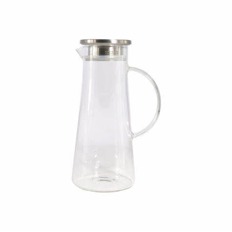 REGENT BOROSILICATE GLASS WATER JUG WITH HANDLE AND ST STEEL LID, 1.35LT (285X170X120MM DIA) Regent