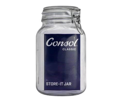 CONSOL STORE-IT JAR WITH CLIP TOP LID, 500ML (100X108X108MM) CONSOL