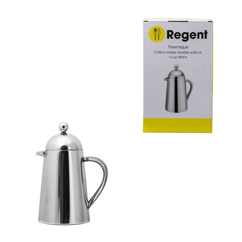 REGENT THERMIQUE COFFEE PLUNGER DOUBLE WALL ST STEEL 6 CUP, (800ML) Regent