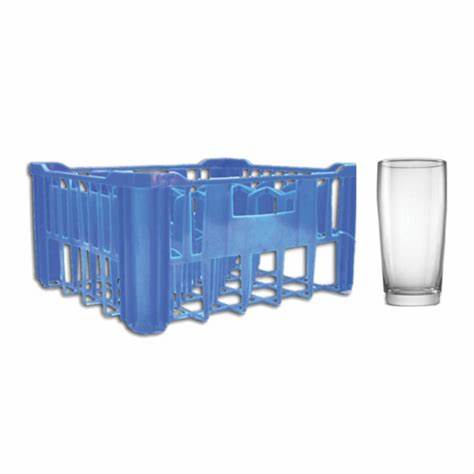 REGENT BLUE PLASTIC CRATE WITH WILLY TUMBLERS, 30'S (380ML) CONSOL