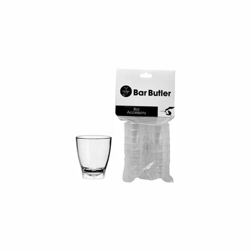 BAR BUTLER 10 CLEAR PLASTIC SHOT GLASSES ON HANG PACK, (25ML) Bar Butler