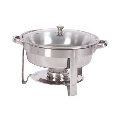 Chafing Dish Round With Glass Lid – Polished 4Lt Global