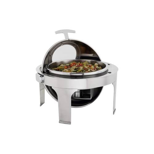 Chafing Dish S/S – Roll Top Round With Window 6.8Lt Global