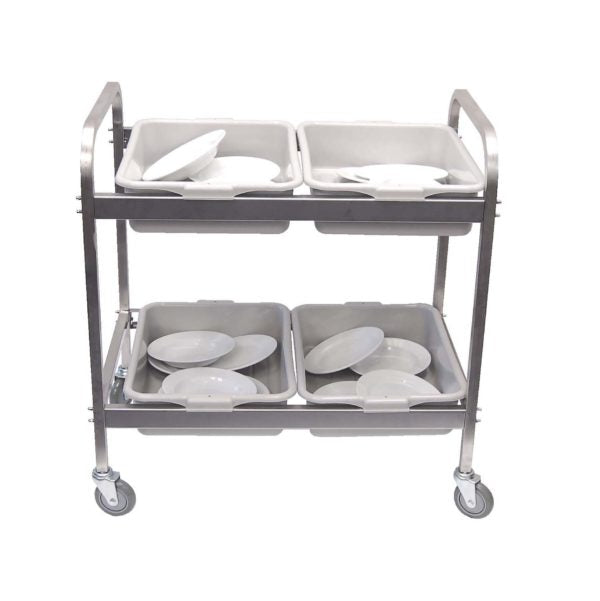 Dish Clearing Trolley S/Steel With 4 Tote Boxes 870 X 545 X 930Mm Global