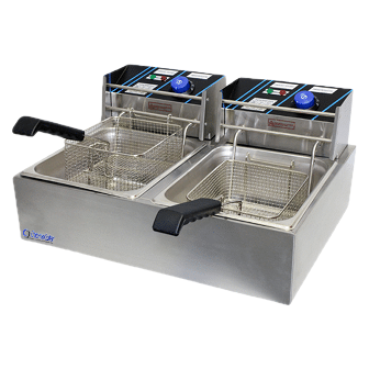 Fryer Double Electric 2x6lt - Baskets Included ChromeCater