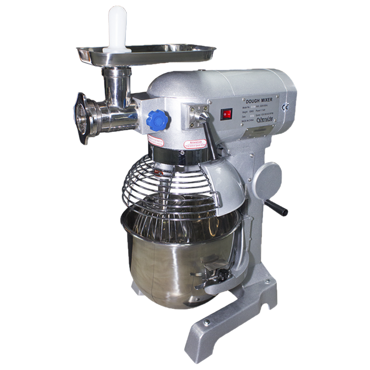 20lt Planetary Mixer & Meat Grinder with Safety Guard & 3x Attachments ChromeCater