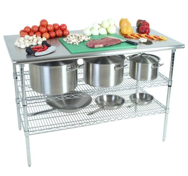 Work Table S/Steel – 2-Tier – Plain Top 1300 X 690 X 870Mm Alpaco Catering & Equipment