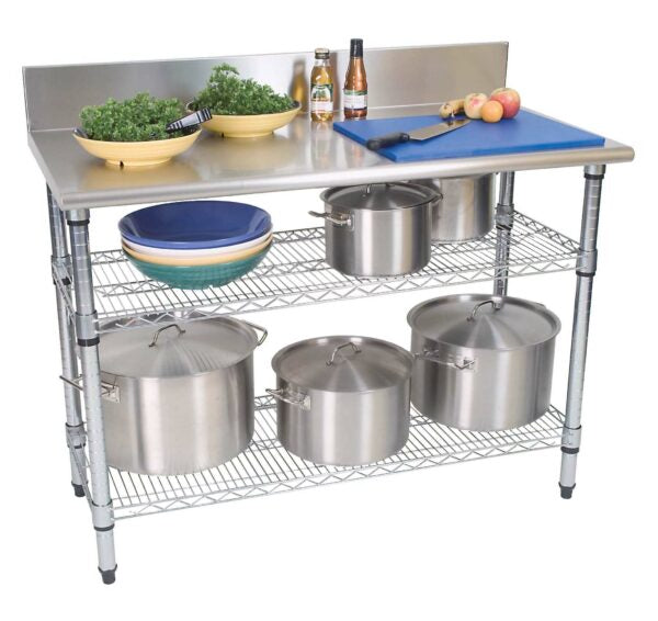 Work Table S/Steel – 2-Tier – Splashback 1300 X 690 X 870Mm Alpaco Catering & Equipment