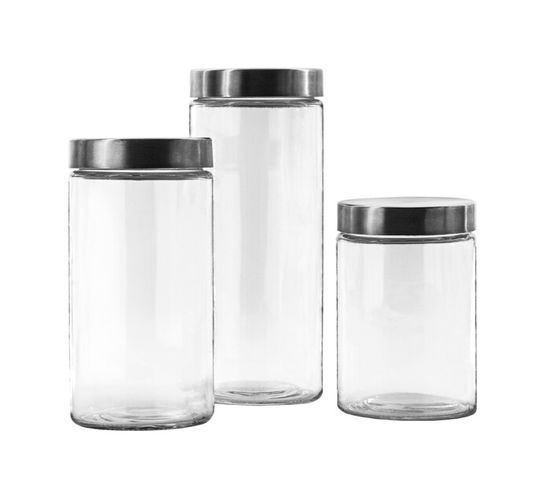 CONSOL CHICAGO CANISTER WITH ST STEEL LIDS 3 PIECE SET, (170/220/275X115MM DIA) CONSOL