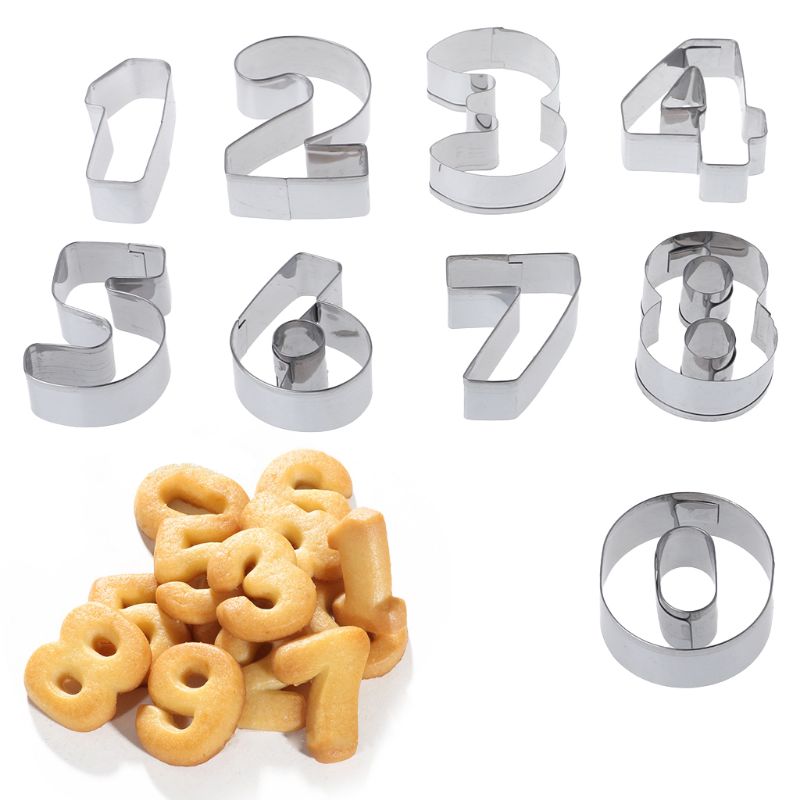 REGENT BAKEWARE COOKIE CUTTER NUMBERS ST STEEL NUMBERS 10 PIECE SET, (150X100X20MM) Regent